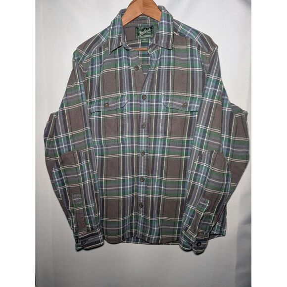 Woolrich Other - Woolrich Men's Large Heavyweight‎ Flannel Long Sleeve Button Down Blue/ Green